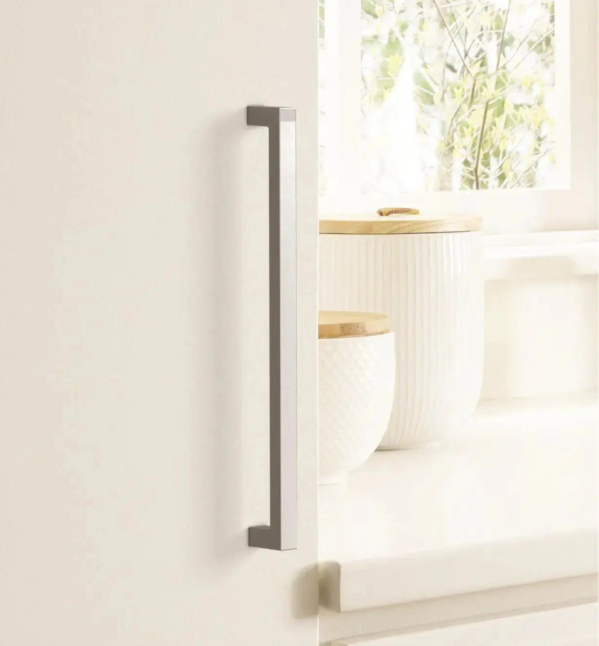 Squared Polished Chrome Cabinet Handles: Elegant Hardware for Kitchen & Furniture | Handcrafted Décor Brass Cabinet Pull - Drawer Pulls - Modern Home by Bellver