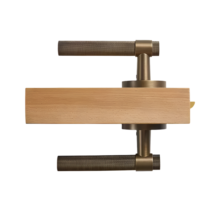 Modern Aged Brass Knurled Solid Brass Door Handle – Minimalist Entry & Interior Door Hardware Modern Home by Bellver