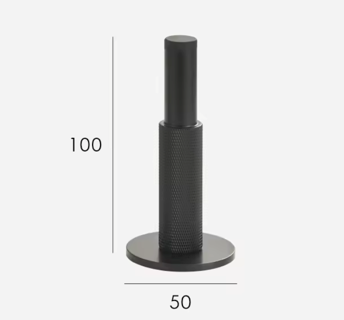 Solid Brass Knurled Door Stopper with Protective Rubber Tip – Modern Heavy-Duty Floor Door Stop