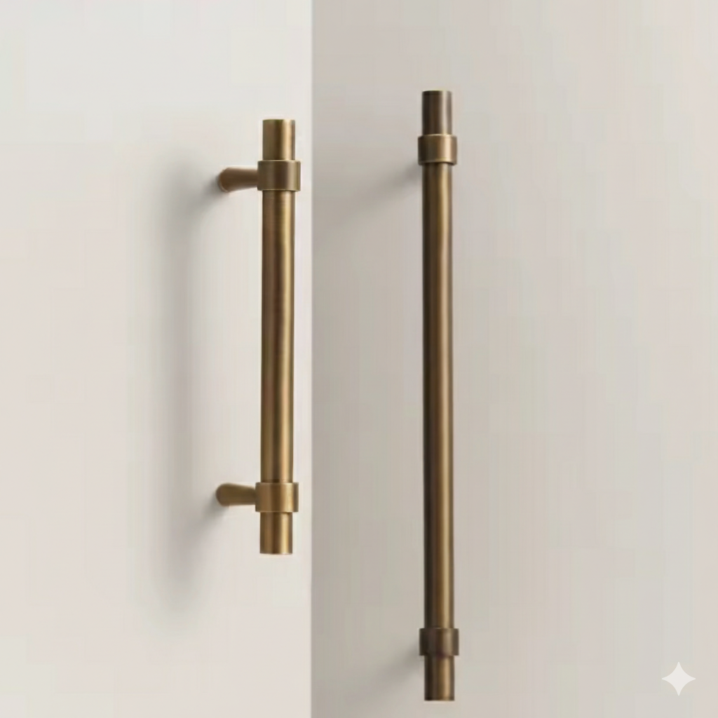 Antique Brass Cabinet Pulls - Modern Solid Brass – Sleek & Durable Drawer Handles