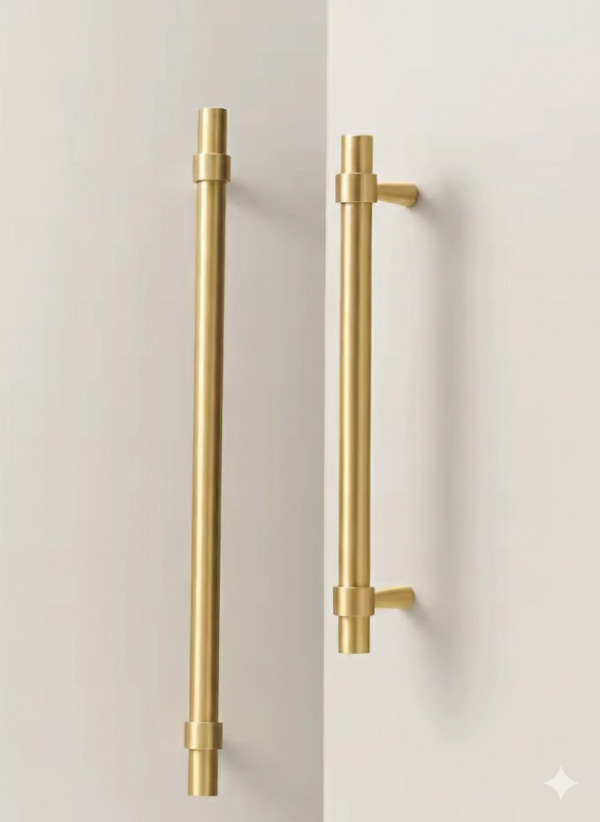 Brushed Brass Cabinet Pulls - Modern Solid Brass Handles – Sleek & Durable Drawer Handles
