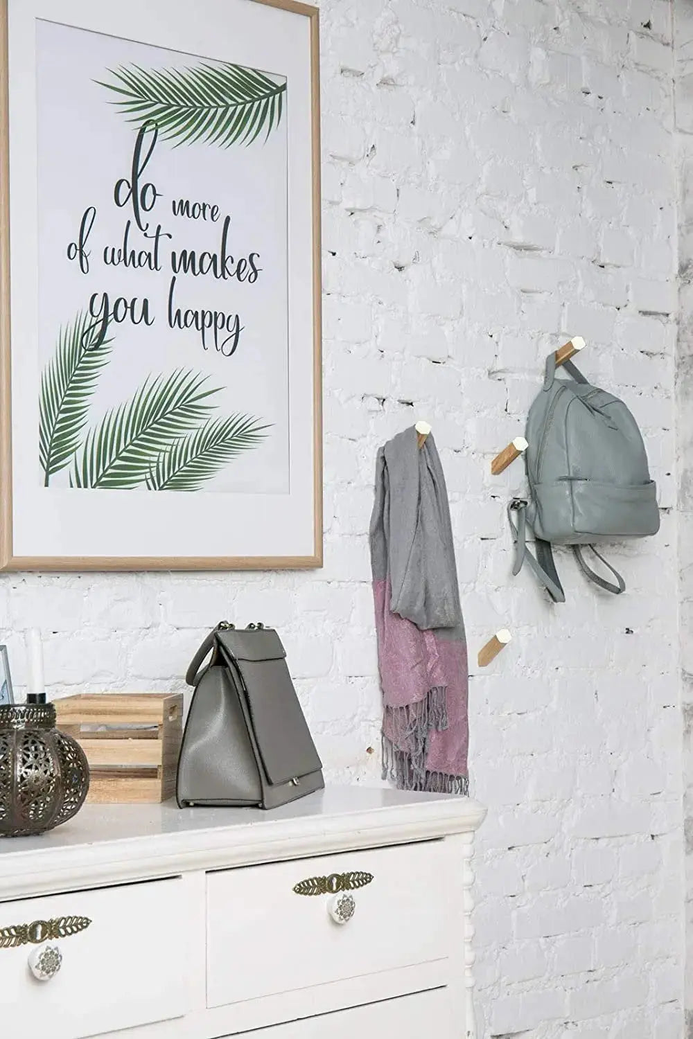 Wood Squared Coat Hook 3" Wall Mounted - Decorative Hat Hanger - Towel Rack - Black - White Modern Home by Bellver