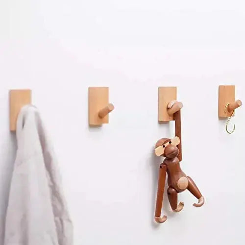 Wooden Coat Hook Wall Mounted, Single Organizer Hat Rack, Vintage Hanger, Towel Hook, Towel Hanger - Walnut - Natural Modern Home by Bellver