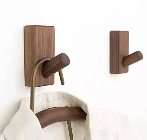 Wooden Coat Hook Wall Mounted, Single Organizer Hat Rack, Vintage Hanger, Towel Hook, Towel Hanger - Walnut - Natural Modern Home by Bellver