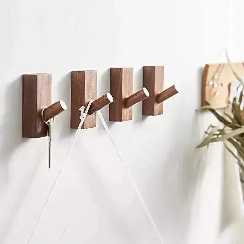 Wooden Coat Hook Wall Mounted, Single Organizer Hat Rack, Vintage Hanger, Towel Hook, Towel Hanger - Walnut - Natural Modern Home by Bellver