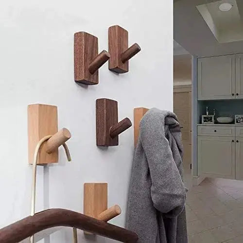 Wooden Coat Hook Wall Mounted, Single Organizer Hat Rack, Vintage Hanger, Towel Hook, Towel Hanger - Walnut - Natural Modern Home by Bellver