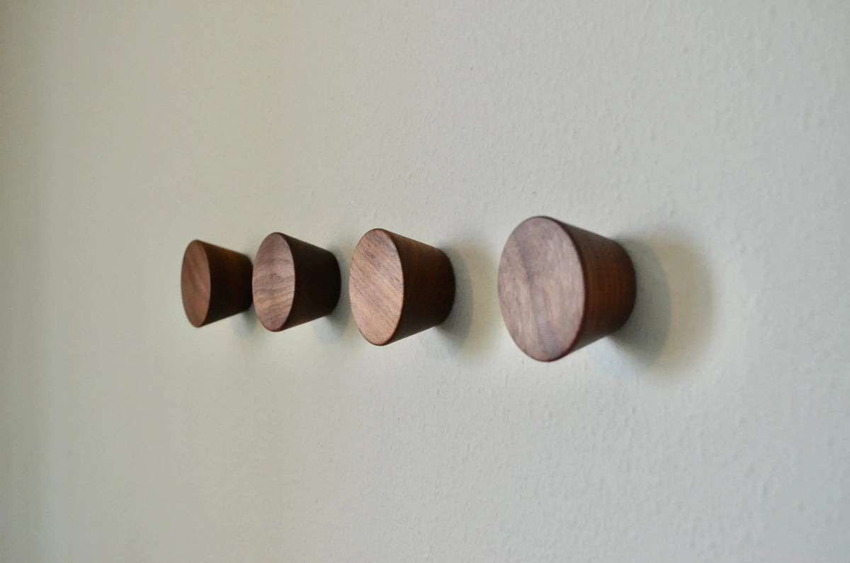 Wooden Cone Coat Hook Wall Mounted, Wall Hook, Single Organizer Hat Rack, Vintage Handcraft Hanger, Towel Hook, Towel Hanger, Walnut Modern Home by Bellver