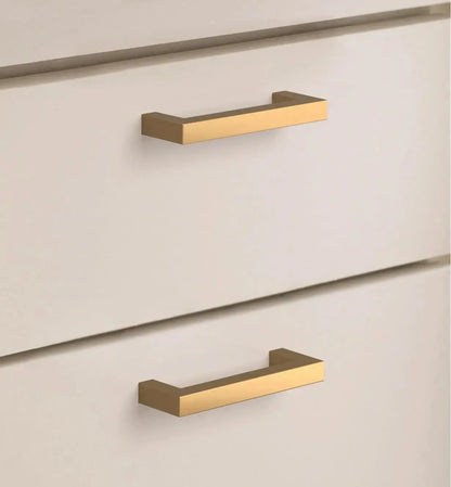 Squared Champagne Bronze Cabinet Handles: Elegant Hardware for Kitchen &amp; Furniture | Handcrafted Décor Brass Cabinet Pull - Drawer Pulls - Modern Home by Bellver