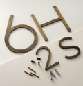 Modern Solid Antique Brass House Numbers | Hammered Finish with Mounting Hardware