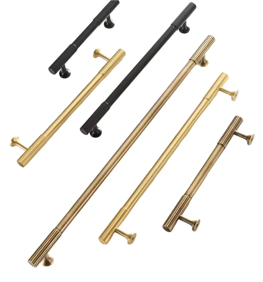 Satin Brass Textured Solid Brass Cabinet Handles &amp; Knobs – Modern Elegance with a Tactile Touch Modern Home by Bellver