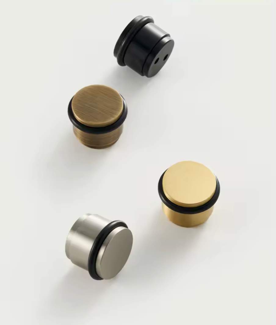 Solid Brass Door Stopper with Protective Rubber Ring – Modern Heavy-Duty Floor Door Stop
