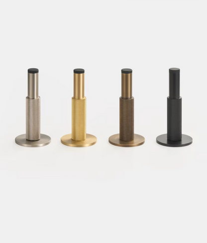 Solid Brass Knurled Door Stopper with Protective Rubber Tip – Modern Heavy-Duty Floor Door Stop