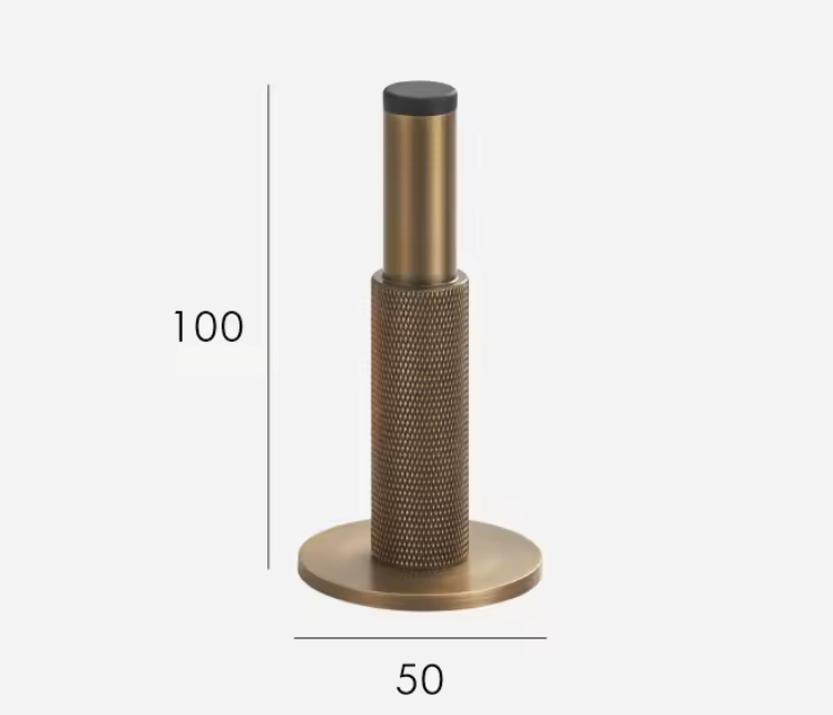Solid Brass Knurled Door Stopper with Protective Rubber Tip – Modern Heavy-Duty Floor Door Stop