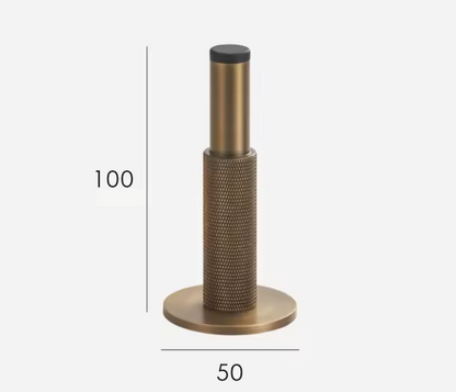 Solid Brass Knurled Door Stopper with Protective Rubber Tip – Modern Heavy-Duty Floor Door Stop