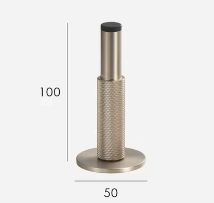 Solid Brass Knurled Door Stopper with Protective Rubber Tip – Modern Heavy-Duty Floor Door Stop