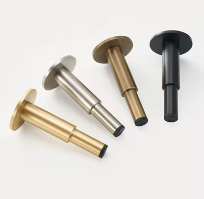 Solid Brass Door Stopper with Protective Rubber Tip – Modern Heavy-Duty Floor Door Stop