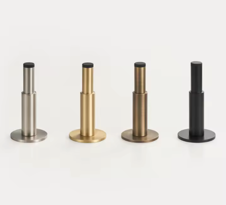 Solid Brass Door Stopper with Protective Rubber Tip – Modern Heavy-Duty Floor Door Stop