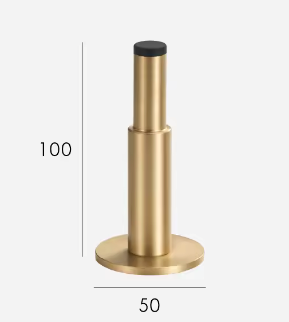 Solid Brass Door Stopper with Protective Rubber Tip – Modern Heavy-Duty Floor Door Stop