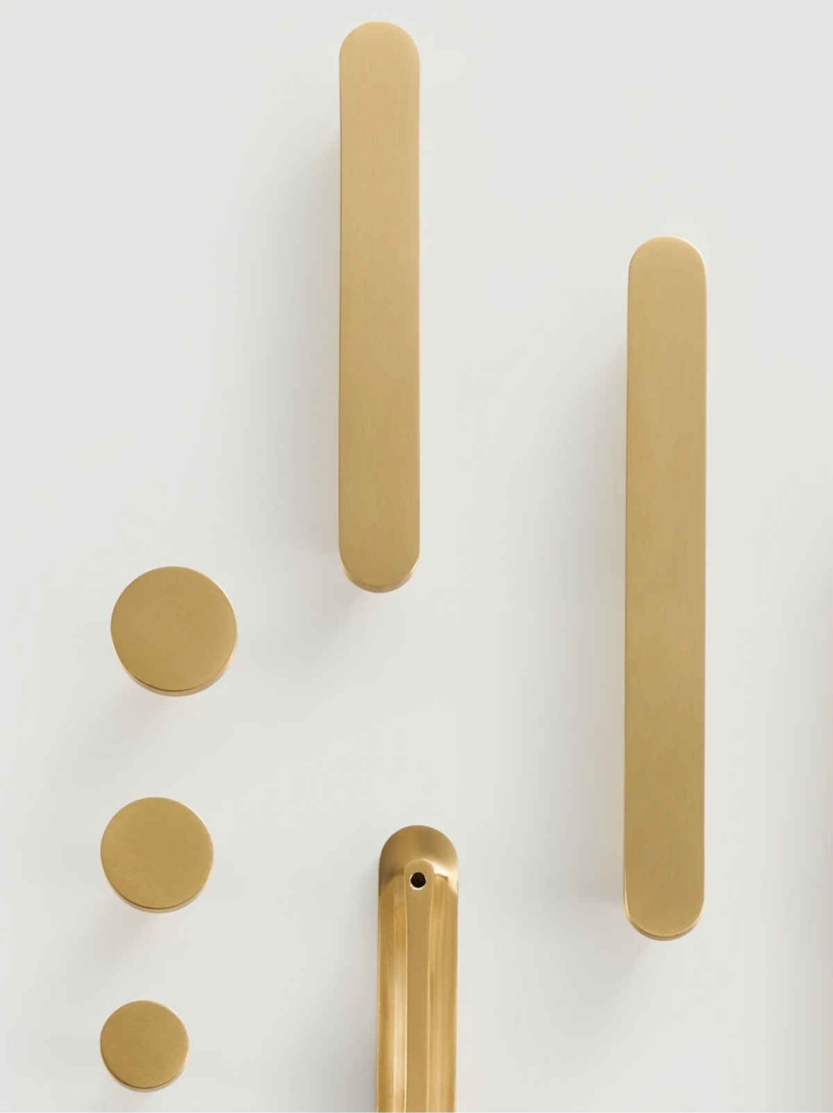 Minimalist Brushed Brass Cabinet Pulls | Modern Pill-Shaped Drawer Handles