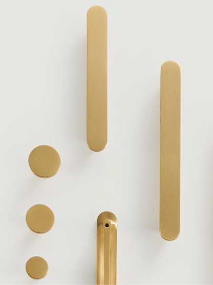 Minimalist Brushed Brass Cabinet Pulls | Modern Pill-Shaped Drawer Handles