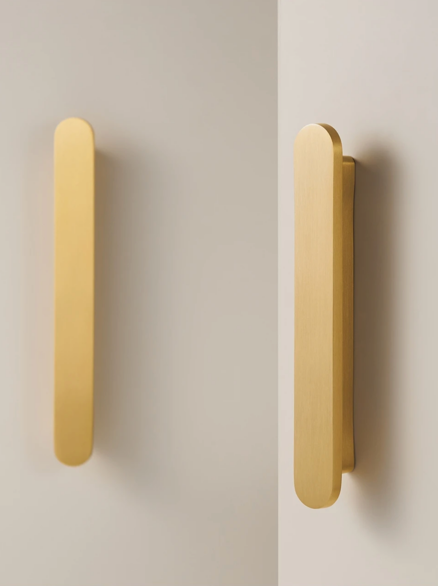 Minimalist Brushed Brass Cabinet Pulls | Modern Pill-Shaped Drawer Handles