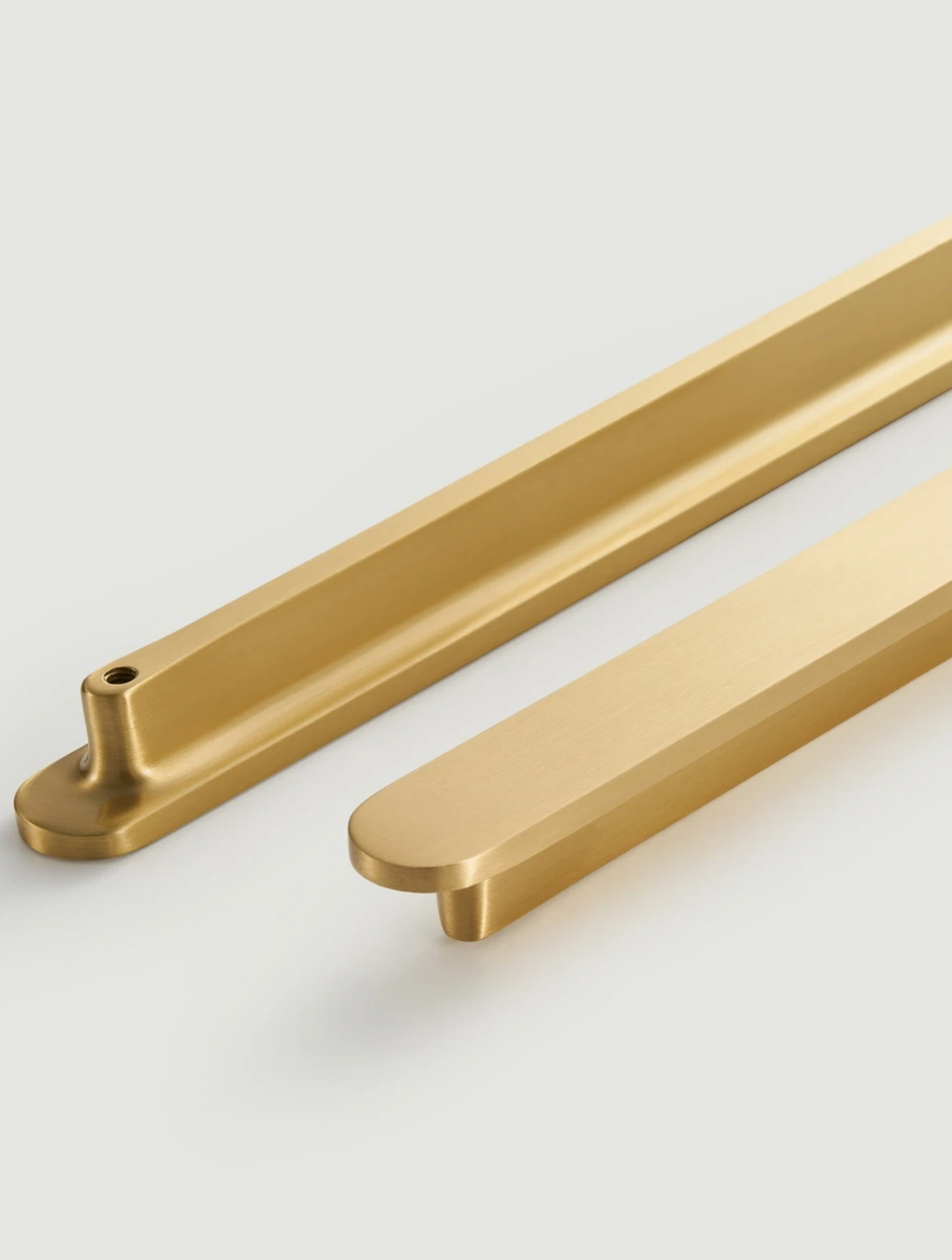 Minimalist Brushed Brass Cabinet Pulls | Modern Pill-Shaped Drawer Handles