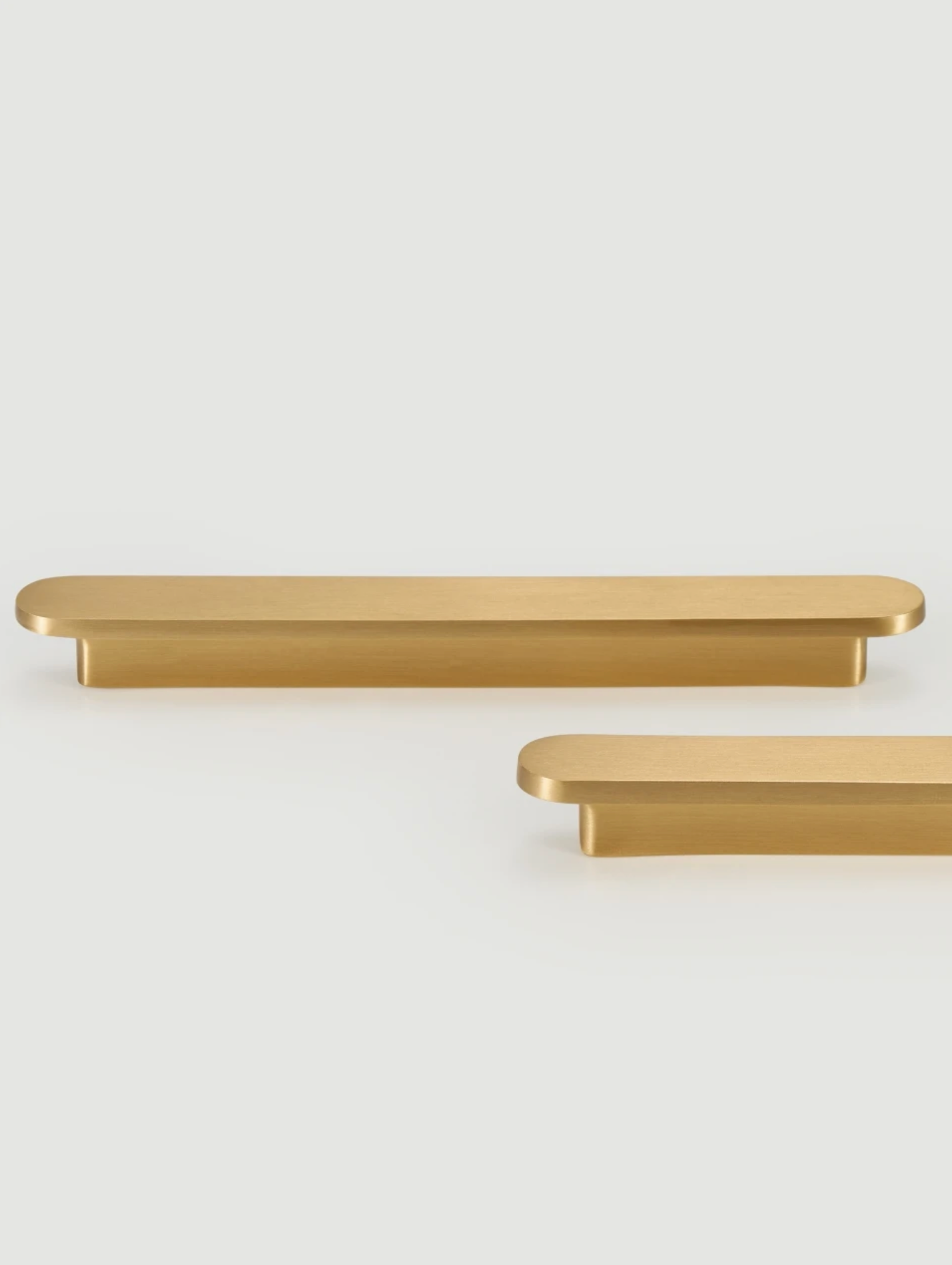 Minimalist Brushed Brass Cabinet Pulls | Modern Pill-Shaped Drawer Handles