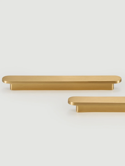 Minimalist Brushed Brass Cabinet Pulls | Modern Pill-Shaped Drawer Handles