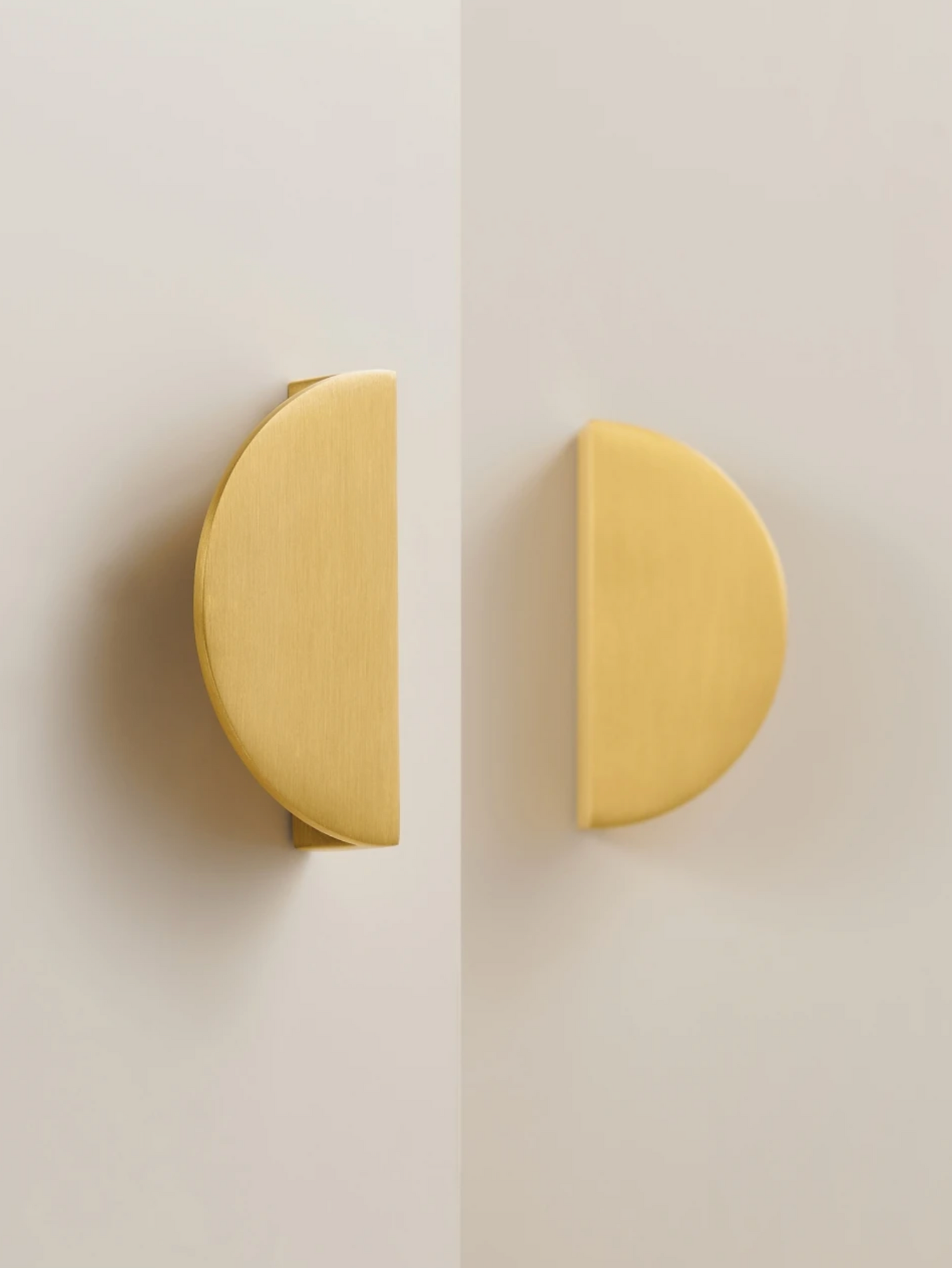 Modern Brushed Brass Half-Moon Cabinet Pulls | Semi-Circle Drawer Handles