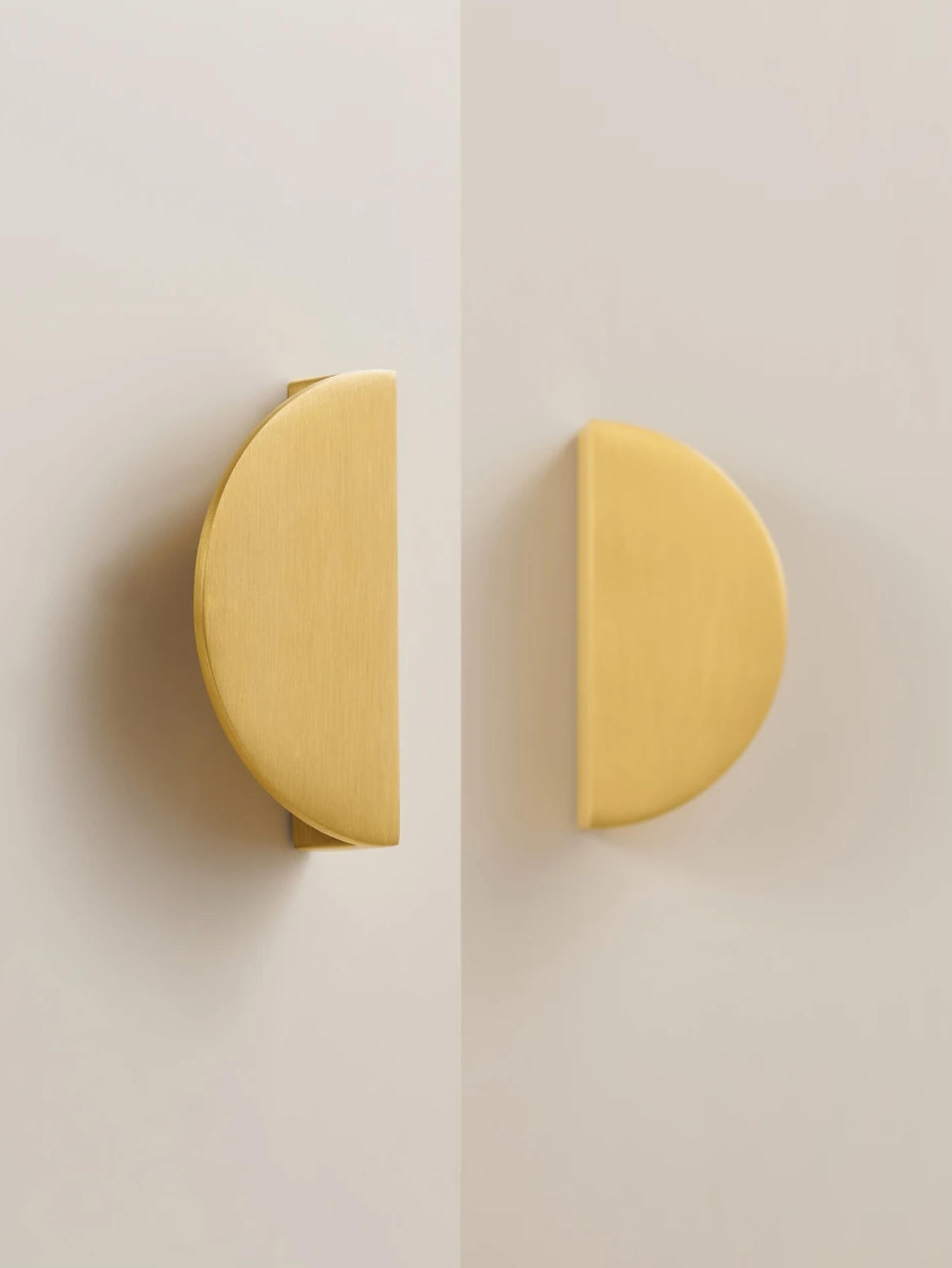 Modern Brushed Brass Half-Moon Cabinet Pulls | Semi-Circle Drawer Handles