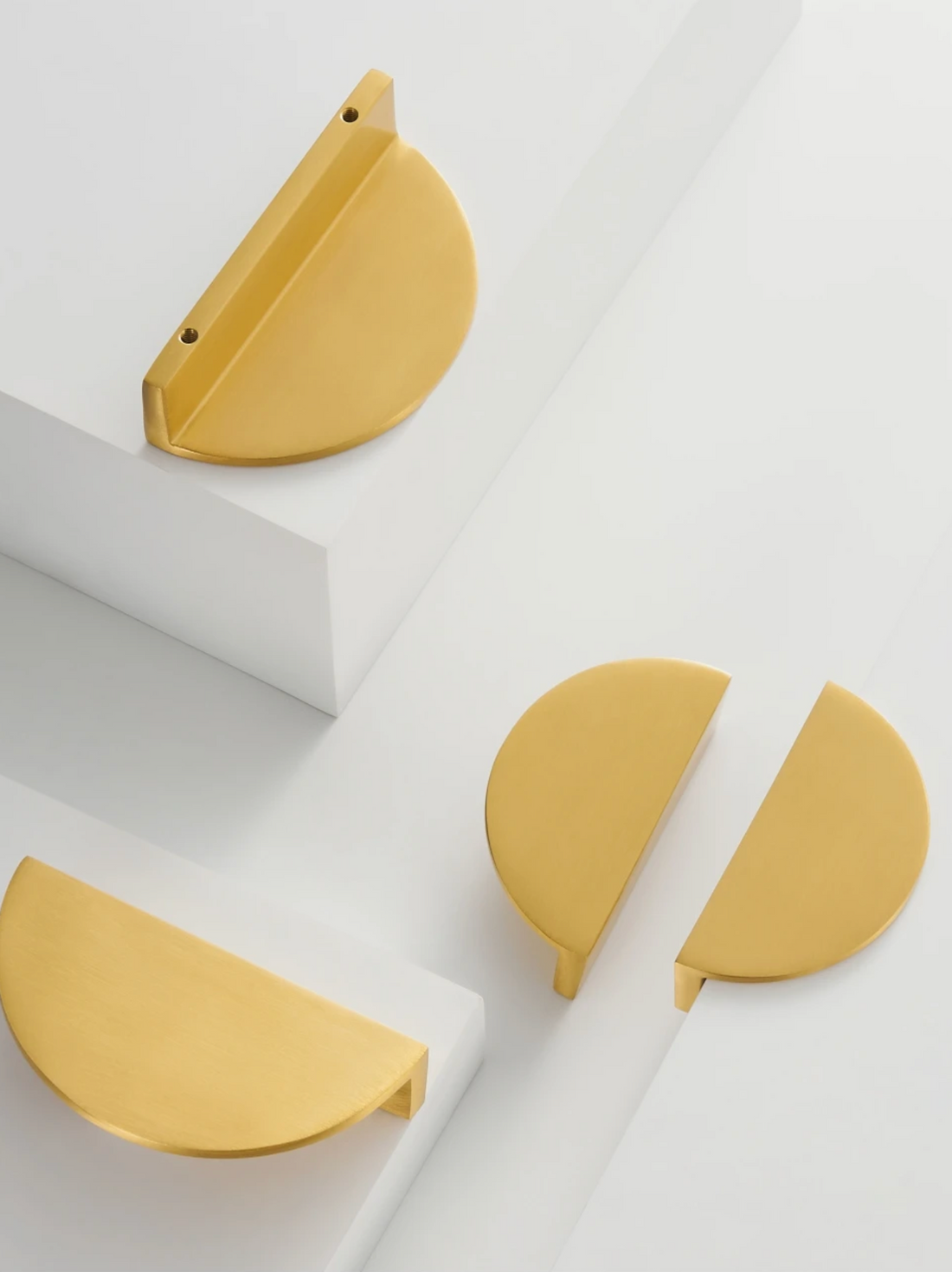 Modern Brushed Brass Half-Moon Cabinet Pulls | Semi-Circle Drawer Handles