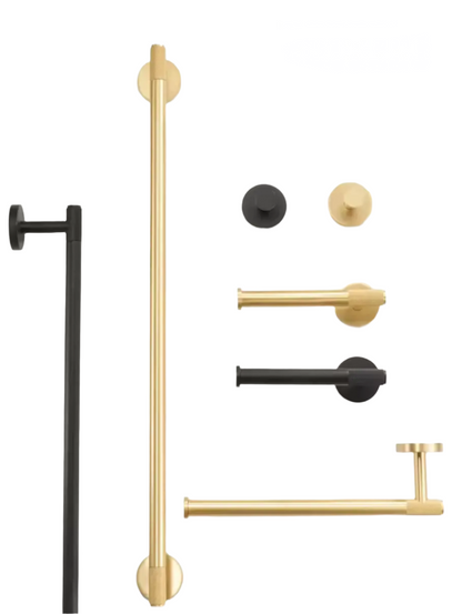 Knurled Bathroom Set - Modern Towel Bar | Matte Black &amp; Gold Finishes – Minimalist Bathroom Accessories Modern Home by Bellver