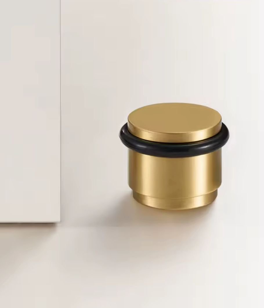 Solid Brass Door Stopper with Protective Rubber Ring – Modern Heavy-Duty Floor Door Stop