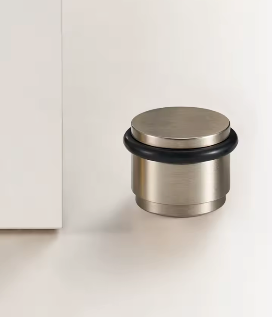 Solid Brass Door Stopper with Protective Rubber Ring – Modern Heavy-Duty Floor Door Stop