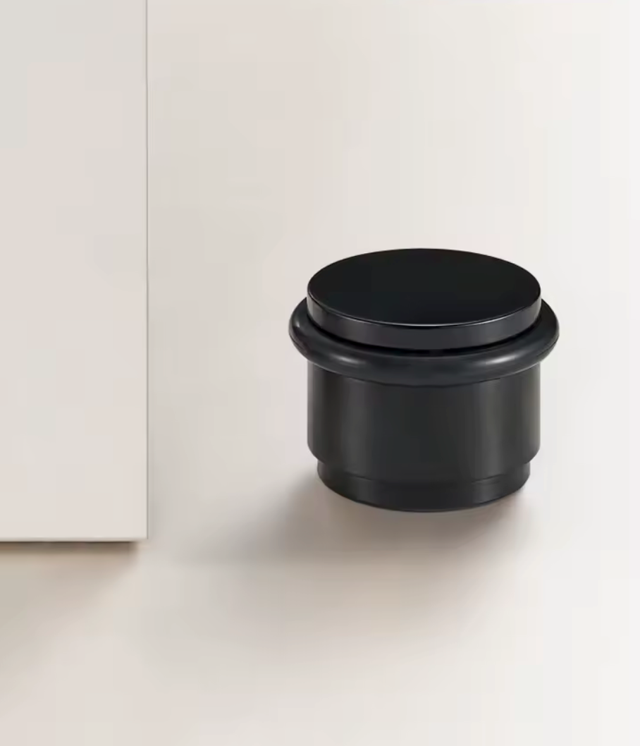 Solid Brass Door Stopper with Protective Rubber Ring – Modern Heavy-Duty Floor Door Stop