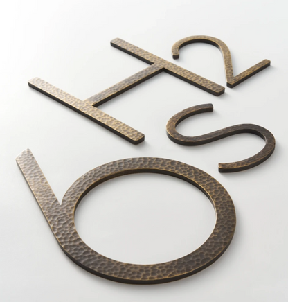 Solid Antique Brass House Numbers | Hammered Finish