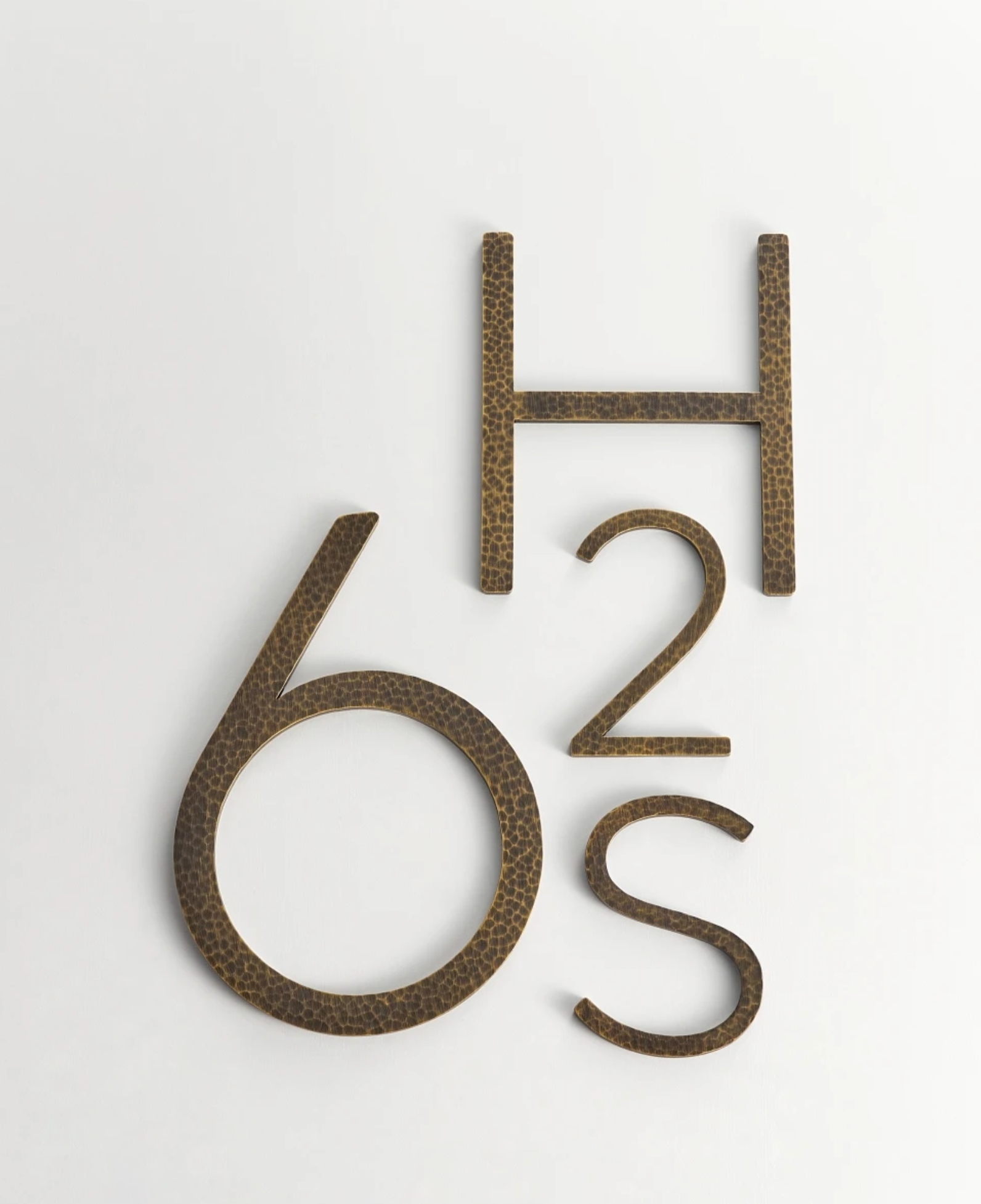 Solid Antique Brass House Numbers | Hammered Finish