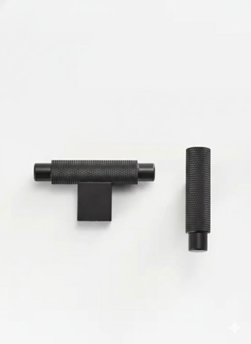 Matte black Knurled Solid Brass Handles – Modern Industrial Hardware