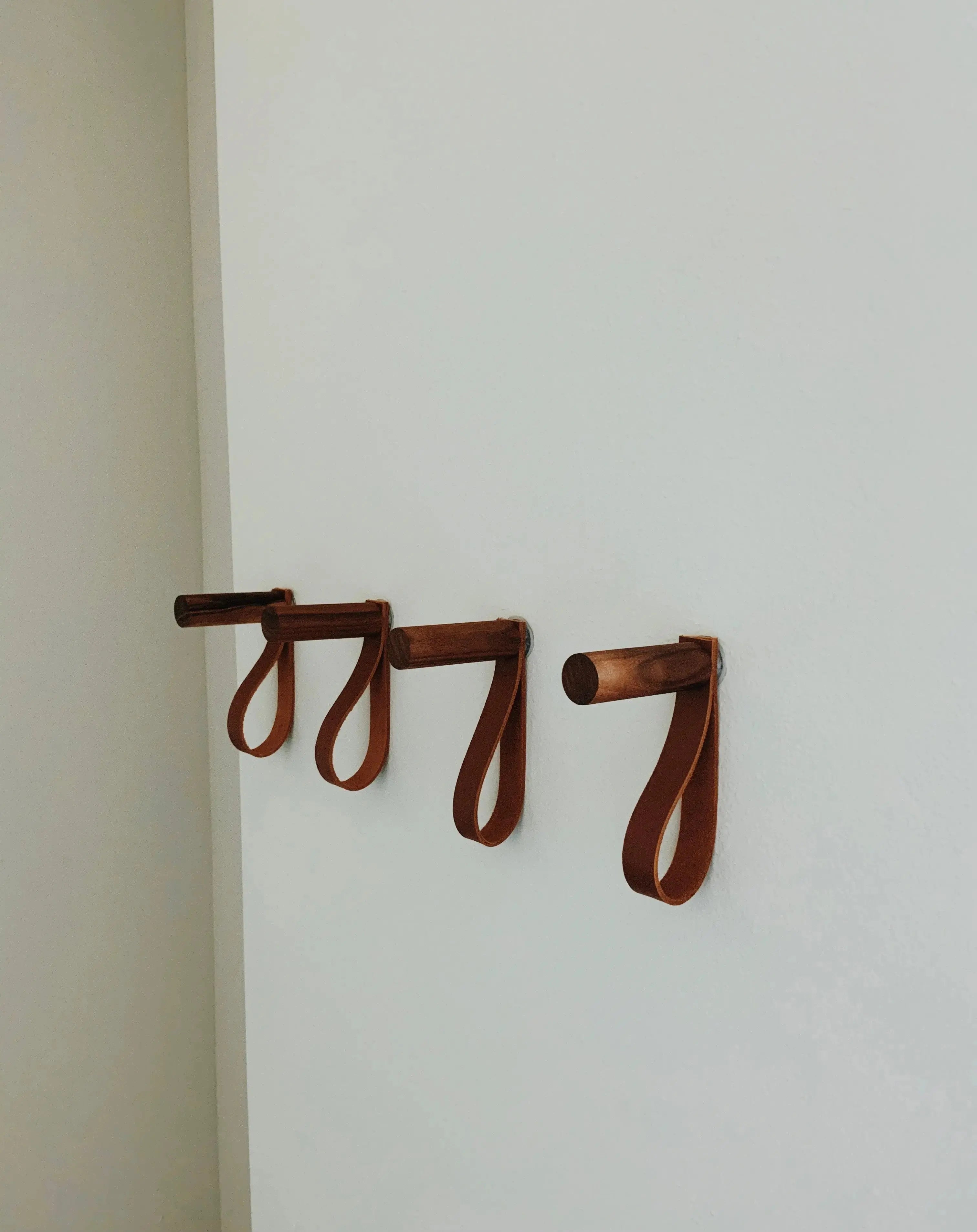 Modern Wooden Hook With Leather, Single Organizer, Hat Rack, Towel Hook - Walnut - Natural Modern Home by Bellver