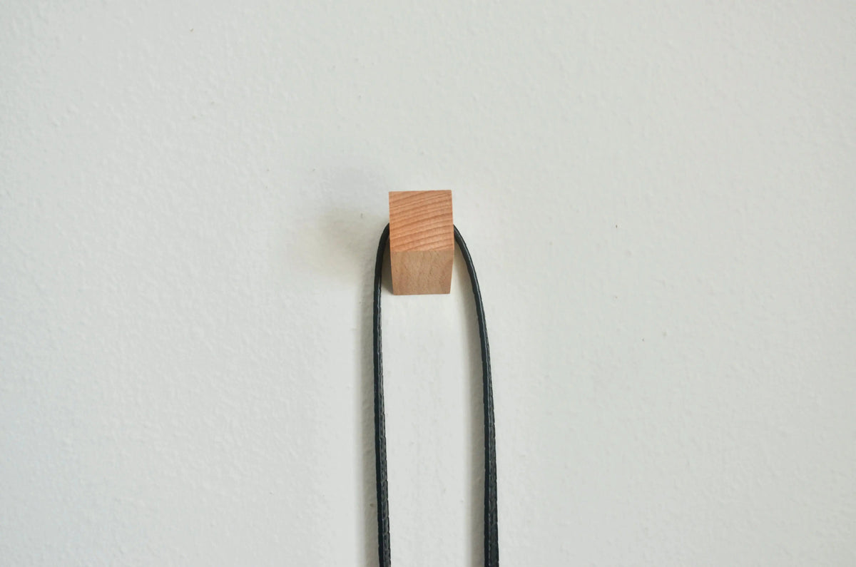 Modern Squared Wooden Hook, Single Organizer, Hat Rack, Towel Hook - White - Natural - Black Modern Home by Bellver