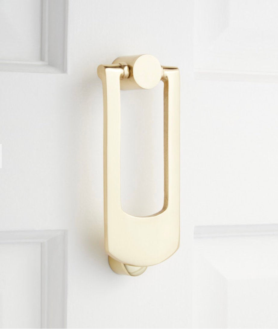 Solid Brass Door Rectangular Door Knocker - Satin Brass - Satin Nickel - Polished Brass - Polished Nickel - Matte Black - Antique Brass