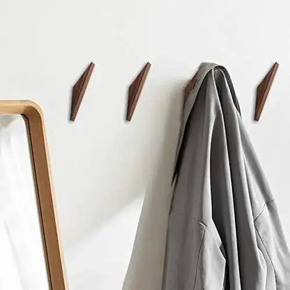 Modern Triangle Wooden Hook, Single Organizer, Hat Rack, Towel Hook - Natural - Walnut Modern Home by Bellver