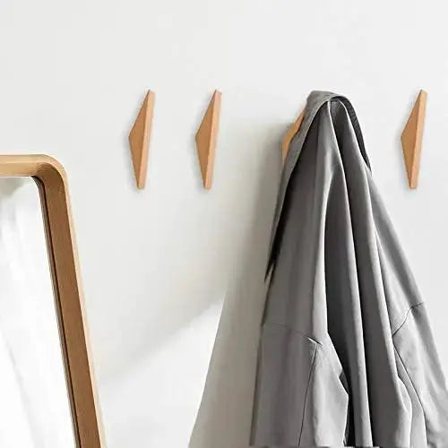 Modern Triangle Wooden Hook, Single Organizer, Hat Rack, Towel Hook - Natural - Walnut Modern Home by Bellver