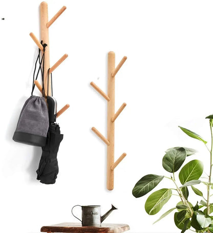 Wood Vertical Coat Rack Modern Wall Mounted Hat and Towel Hanger Wooden Hooks Robe Racks - Large Modern Home by Bellver