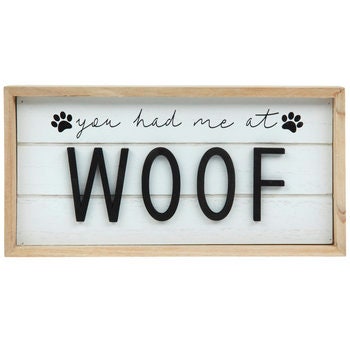 Dog Friendly Woof Wood Wall Decor - Black and White