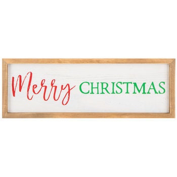 Holiday Merry Christmas Wood Wall Decor - Red and Green