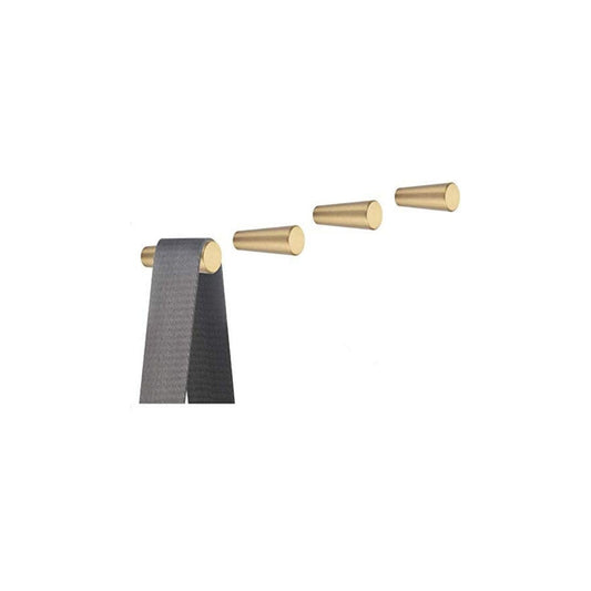 Modern Cone Brass Metal Hooks, Single Organizer, Hat Rack, Towel Hook - Brass