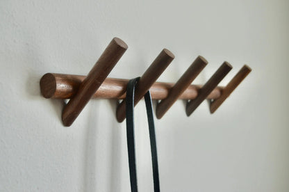 Wood Coat Rack Modern Wall Mounted Hat and Towel Hanger Wooden Hooks Robe Racks - Small - Large - WALNUT Modern Home by Bellver