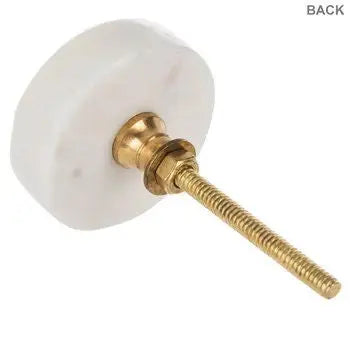 White and Brass Round Knob - Stone Knob - Drawer Knob Modern Home by Bellver