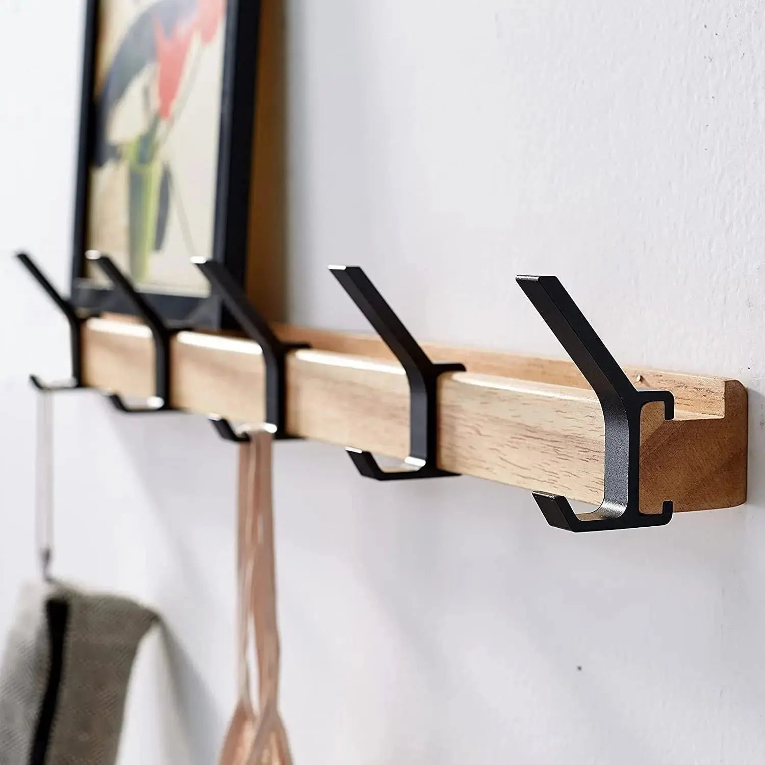 Wood/Metal Coat Rack Modern Wall Mounted Hat, Wooden Peg , Towel Hanger Wooden Hooks Robe Racks Modern Home by Bellver